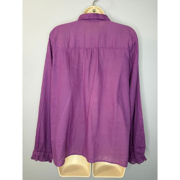 J.P and Mattie 3995 Cascade Ruffle Shirt Long Sleeve Classic Sz L New Purple - Picture 6 of 14